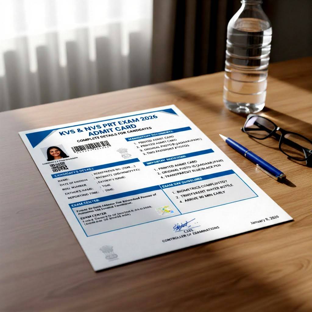 KVS NVS PRT Admit Card 2026 Release Date